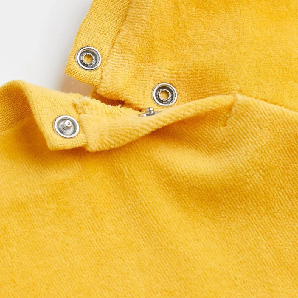 2/$30 H&M Velour Pajama Jumpsuit One Piece Footies Yellow 9M #9185